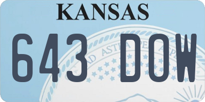 KS license plate 643DOW
