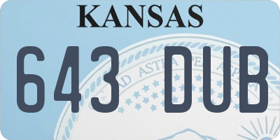 KS license plate 643DUB