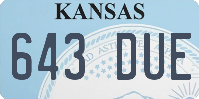 KS license plate 643DUE