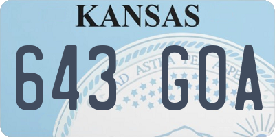 KS license plate 643GOA