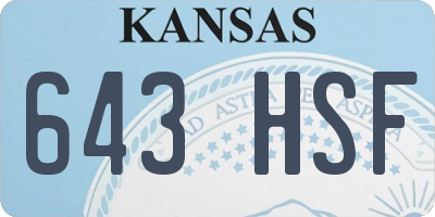 KS license plate 643HSF