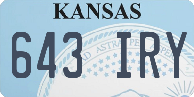 KS license plate 643IRY