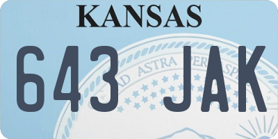 KS license plate 643JAK