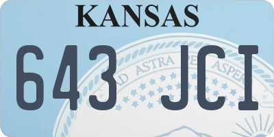 KS license plate 643JCI