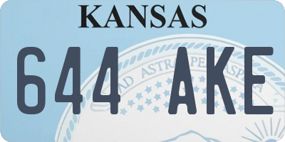KS license plate 644AKE