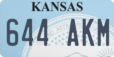 KS license plate 644AKM