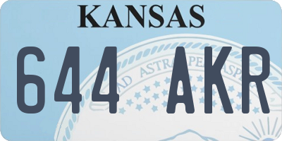 KS license plate 644AKR