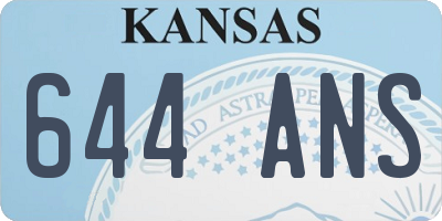 KS license plate 644ANS