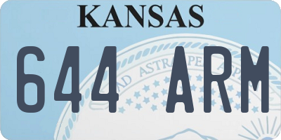 KS license plate 644ARM
