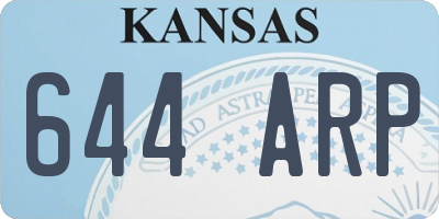 KS license plate 644ARP