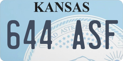 KS license plate 644ASF