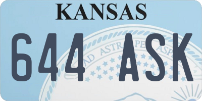 KS license plate 644ASK