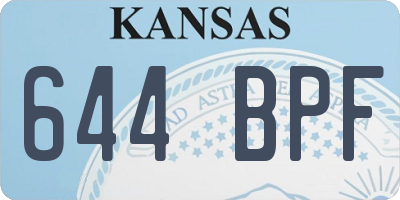 KS license plate 644BPF