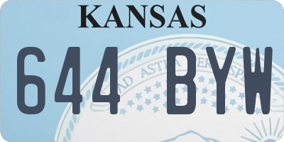 KS license plate 644BYW