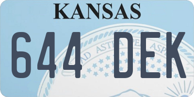 KS license plate 644DEK