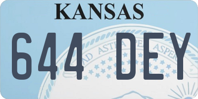 KS license plate 644DEY