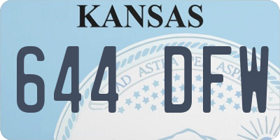 KS license plate 644DFW