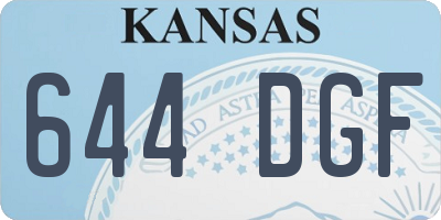 KS license plate 644DGF