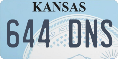 KS license plate 644DNS