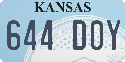 KS license plate 644DOY