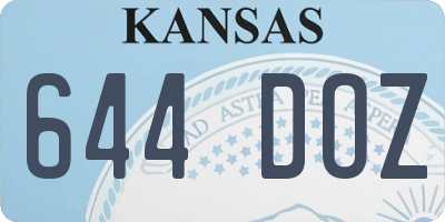 KS license plate 644DOZ