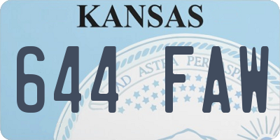 KS license plate 644FAW