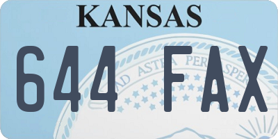 KS license plate 644FAX