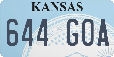 KS license plate 644GOA