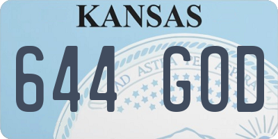 KS license plate 644GOD