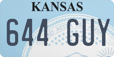 KS license plate 644GUY