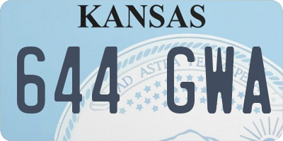KS license plate 644GWA