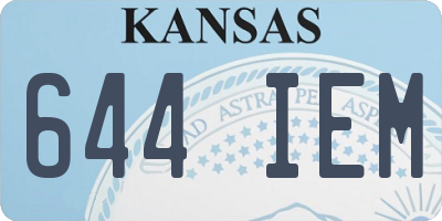 KS license plate 644IEM