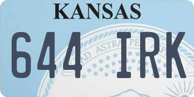 KS license plate 644IRK