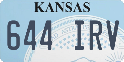 KS license plate 644IRV