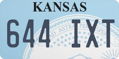 KS license plate 644IXT