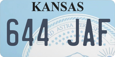 KS license plate 644JAF