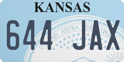 KS license plate 644JAX