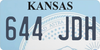 KS license plate 644JDH