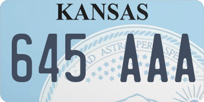 KS license plate 645AAA