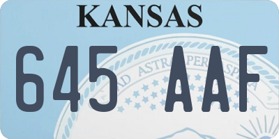 KS license plate 645AAF