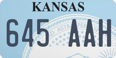 KS license plate 645AAH