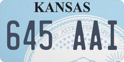 KS license plate 645AAI