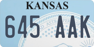 KS license plate 645AAK