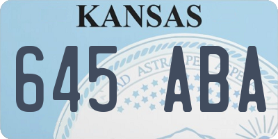 KS license plate 645ABA