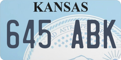 KS license plate 645ABK