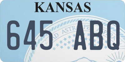 KS license plate 645ABQ