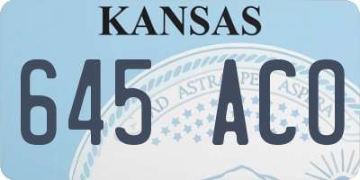 KS license plate 645ACO