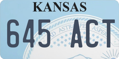 KS license plate 645ACT