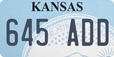KS license plate 645ADD