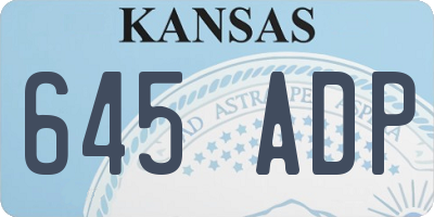 KS license plate 645ADP